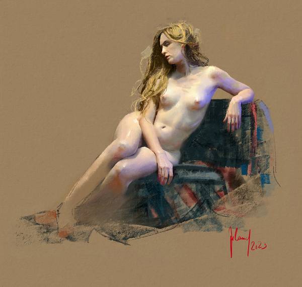 Female Nude with wallowing Hair od Georg Ireland