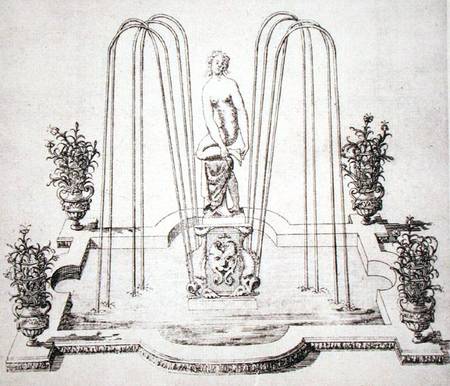Fountain design from 'The Gardens of Wilton' od Isaac de Caus