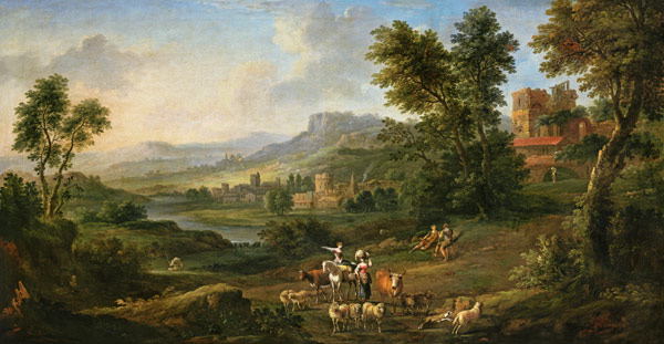 Drovers and Shepherdesses in an Idyllic Pastoral Landscape od Isaac de Moucheron