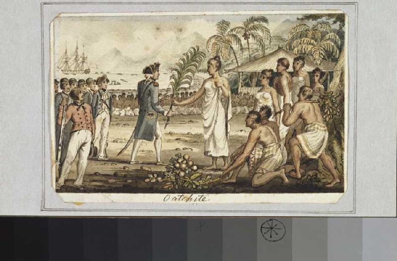 'Oatehite'. Aus: Die Reisen des Captain Cook. od Isaac Robert Cruikshank