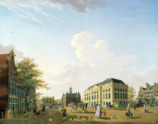 A View on the Leidse plein in Amsterdam od Isaak Ouwater