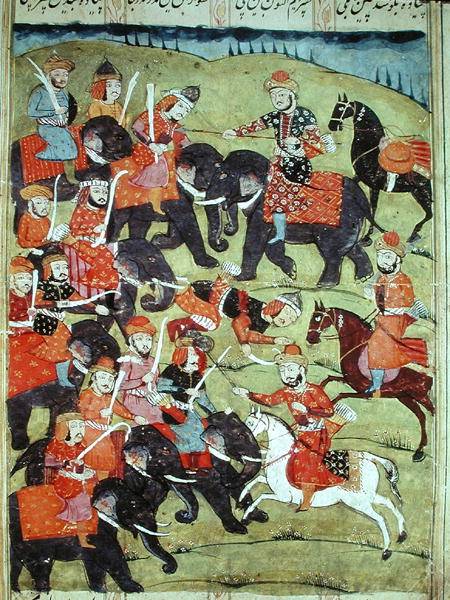 A Battle Scene, from the 'Shahnama' (Book of Kings) by Abu'l-Qasim Manur Firdawsi (c.934-c.1020) od Islamic School