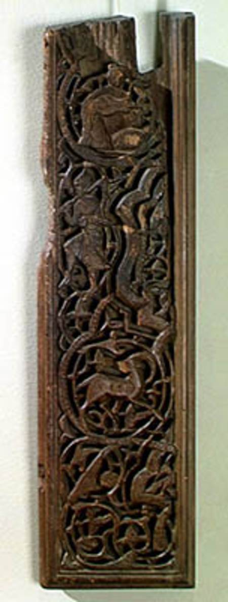 Carved panel decorated with a lute player od Islamic School