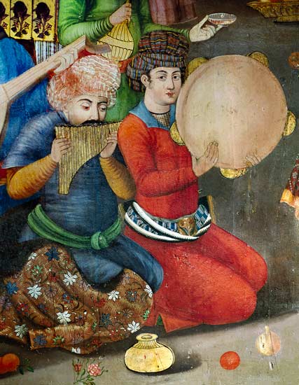 Detail of the musicians, from The Reception for the Ambassador of the Grand Moghul at the Court of t od Islamic School