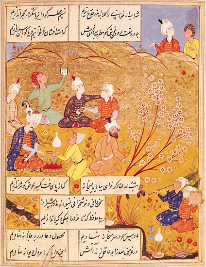 F.103v Open-air Feast, from a book of poems od Islamic School
