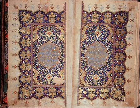 Illuminated pages of a Koran manuscript, Il-Khanid Mameluke School od Islamic School