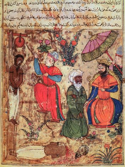 Fol.100 The Sultan Showing Justice, from 'The Book of Kalila and Dimna' from 'The Fables of Bidpay'