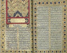 Illuminated pages from a manuscript of Hafez, Zand Period style