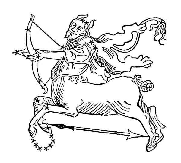 Sagittarius (the Centaur) an illustration from the 'Poeticon Astronomicon' by C.J. Hyginus, Venice od Scuola pittorica italiana