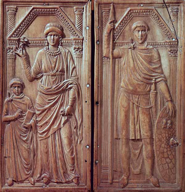 Diptych depicting Stilicho (c.365-408), Serena and Eucharius od Scuola pittorica italiana