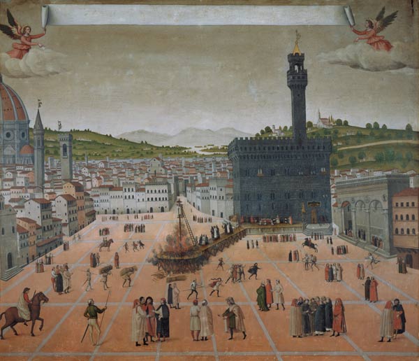 Savonarola Being Burnt at the Stake, Piazza della Signoria, Florence od Scuola pittorica italiana