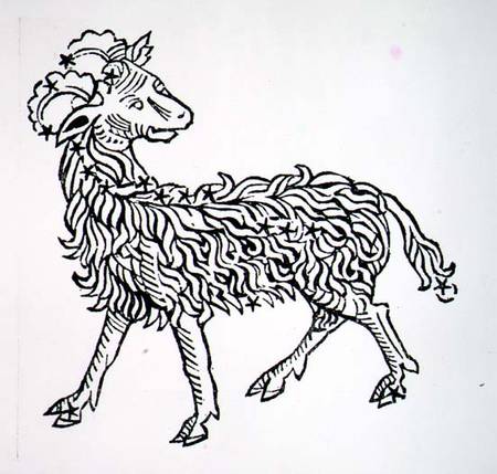 Aries (the Ram) an illustration from the 'Poeticon Astronomicon' by C.J. Hyginus, Venice od Scuola pittorica italiana