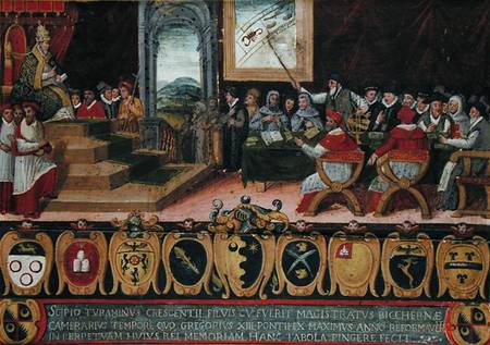 Discussion of the Reform of the Calendar under Pope Gregory XIII (1502-85) replaced by the Gregorian od Scuola pittorica italiana