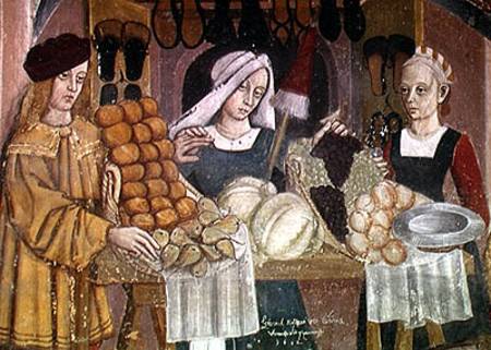 The Fruit Sellers' Stand, detail from 'The Fruit and Vegetable Market' od Scuola pittorica italiana