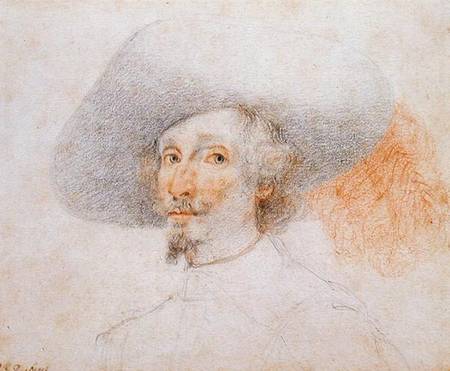 Head of man wearing a large plumed hat od Scuola pittorica italiana
