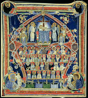Historiated initial 'A' depicting The Last Judgement (vellum) od Scuola pittorica italiana