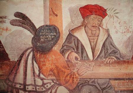 Interior of an Inn, detail of two men playing a board game od Scuola pittorica italiana