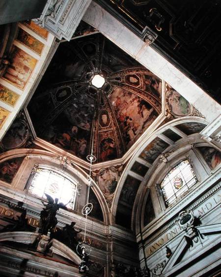 Interior view of the dome and lunettes (photo) od Scuola pittorica italiana