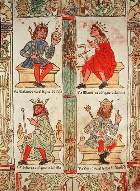 King David, Solomon, Luba and Turnis, from 'Libro de la Sorte e de la Ventura' by Lorenzo Spirito od Scuola pittorica italiana