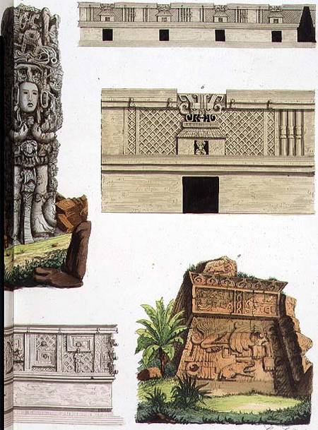 Mexican Antiquities, architectural details from plate 48 of 'The History of the Nations' od Scuola pittorica italiana