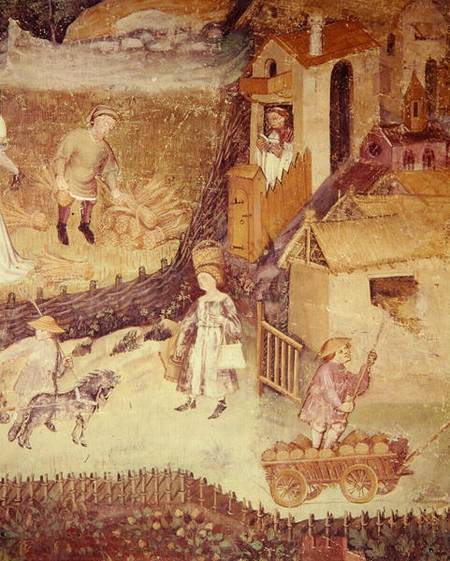 The Month of August, detail of a farm od Scuola pittorica italiana