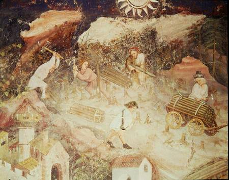 The Month of December, detail of men cutting down trees od Scuola pittorica italiana