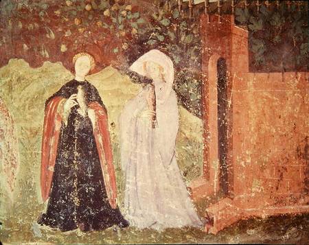 The Month of June, detail of two women going for a walk od Scuola pittorica italiana