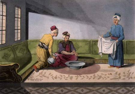 Muslim Performing his Ablutions, plate 34 from Part III, Volume I of 'The History of the Nations', e od Scuola pittorica italiana