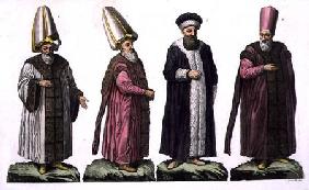 Grand Visir, Caim-Mecam, Reis-Efendi and Khodjakian, plate 15 from Part III, Volume I of 'The Histor
