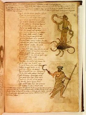 Ms Ital 483 P.4.7 f.160v Serpentarius and Bootes, from the 'Dittamondo' by Fazio degli Uberti