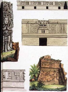 Mexican Antiquities, architectural details from plate 48 of 'The History of the Nations'