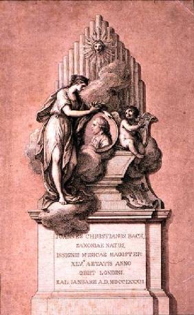 Monument to Johann Christian Bach (1735-) engraved by Francesco Bartolozzi (1727-1815)