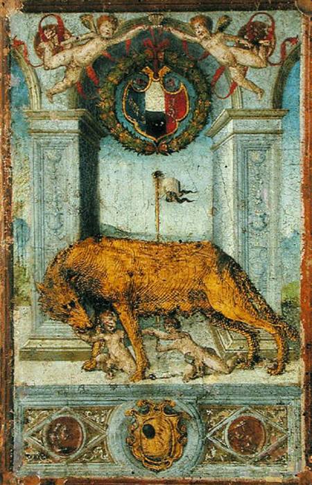 The She-Wolf Suckling Romulus and Remus od Scuola pittorica italiana