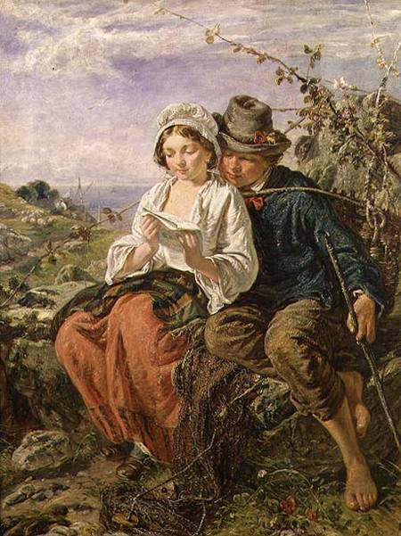 A Wood Gatherer and a Girl Reading od Scuola pittorica italiana