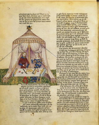 Ms.Fr 343 f.31v Sir Percival is tempted by a damsel who gives him a feast before seducing him, from od Italian School, (14th century)
