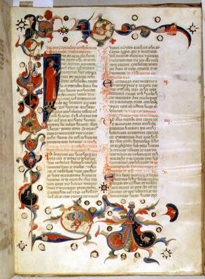 Page of text describing the Surrender of the Ducal Council Members (parchment) od Italian School, (14th century)