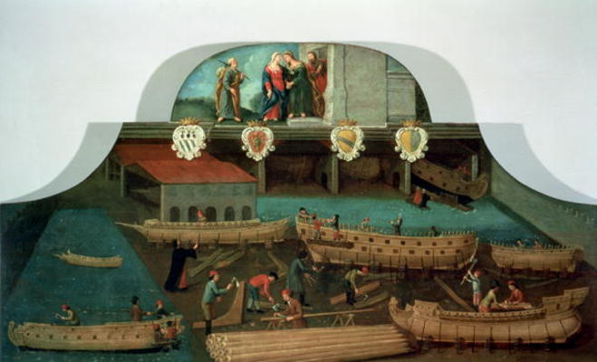 Sign of the Venetian Boat Builders' Guild, 1517 (panel) od Italian School, (18th century)