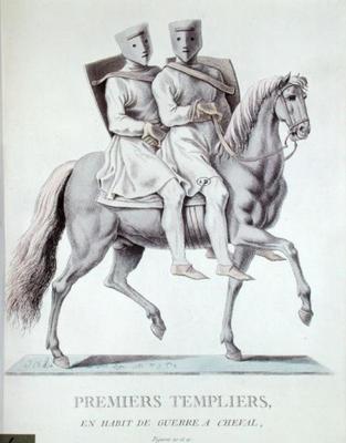 Early Mounted Knights Templars in Battle Dress, 1783 (colour litho) od Italian School, (18th century) (after)