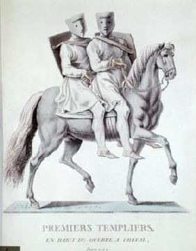 Early Mounted Knights Templars in Battle Dress, 1783 (colour litho)