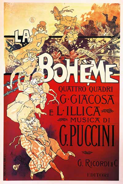 Poster for La Boheme, Opera by Giacomo Puccini od Italian School, (19th century)