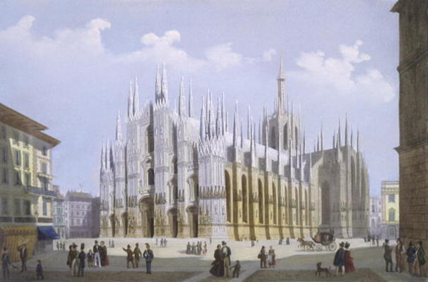 Milan Cathedral from 'Views of Milan and its Environs' (colour litho) od Italian School, (19th century)