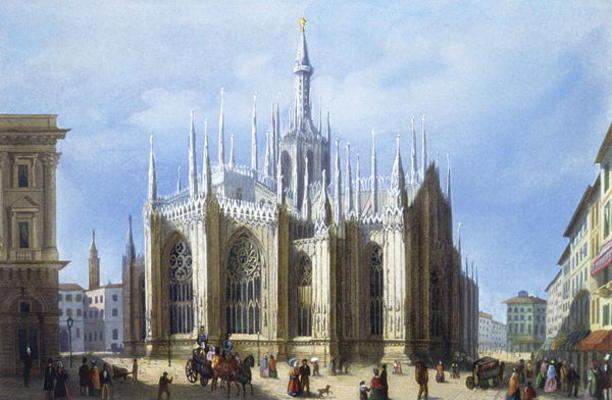 View of the back of Milan Cathedral from 'Views of Milan and its Environs' (colour litho) od Italian School, (19th century)