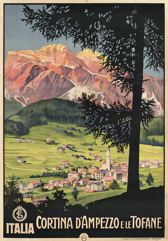 Poster of Cortina d'Ampezzo e le Tofane, printed by L. Salomone, Rome od Italian School, (20th century)