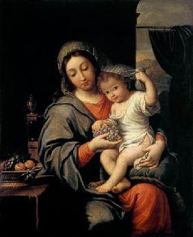 Madonna with child and grapes