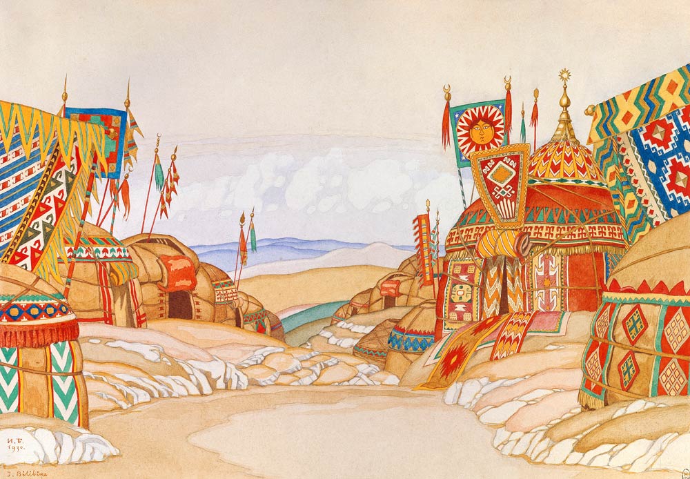 The Polovtsian camp. Stage design for the opera Prince Igor by A. Borodin od Ivan Jakovlevich Bilibin