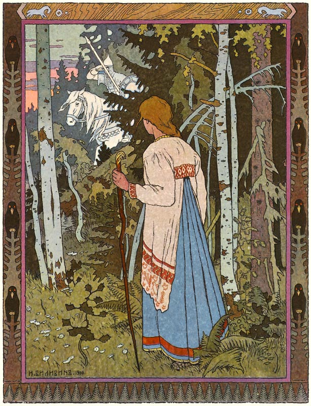 Illustration for the Fairy tale of Vasilisa the Beautiful and White Horseman od Ivan Jakovlevich Bilibin