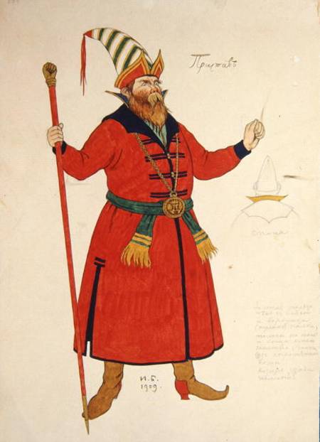 Costume design for Rimsky-Korsakov's (1844-1908) 'The Golden Cockerel' od Ivan Jakovlevich Bilibin