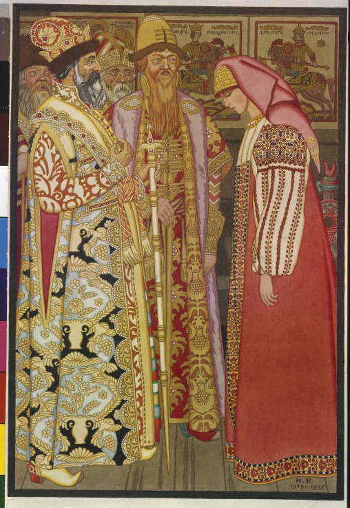 Archer's Wife Before the Tsar and his Retinue od Ivan Jakovlevich Bilibin