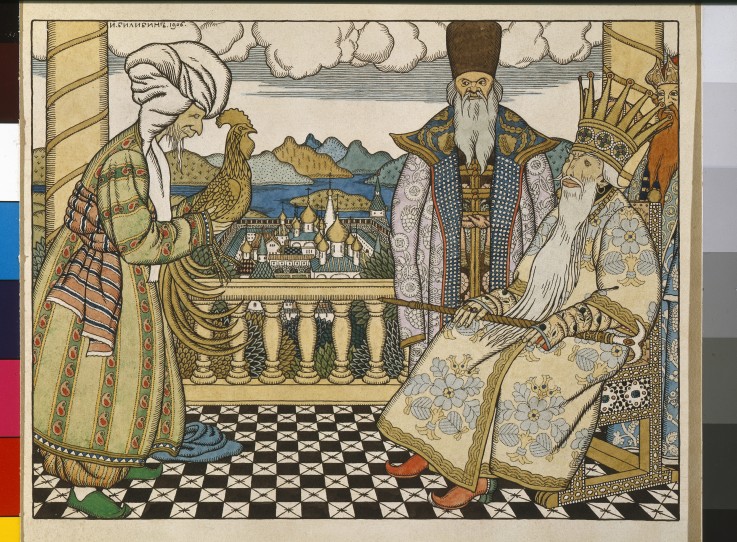 Illustration to the fairytale The Golden Cockerel by A. Pushkin od Ivan Jakovlevich Bilibin
