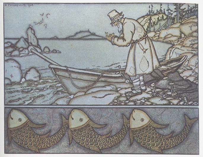 Illustration to the The Tale of the Fisherman and the Fish od Ivan Jakovlevich Bilibin